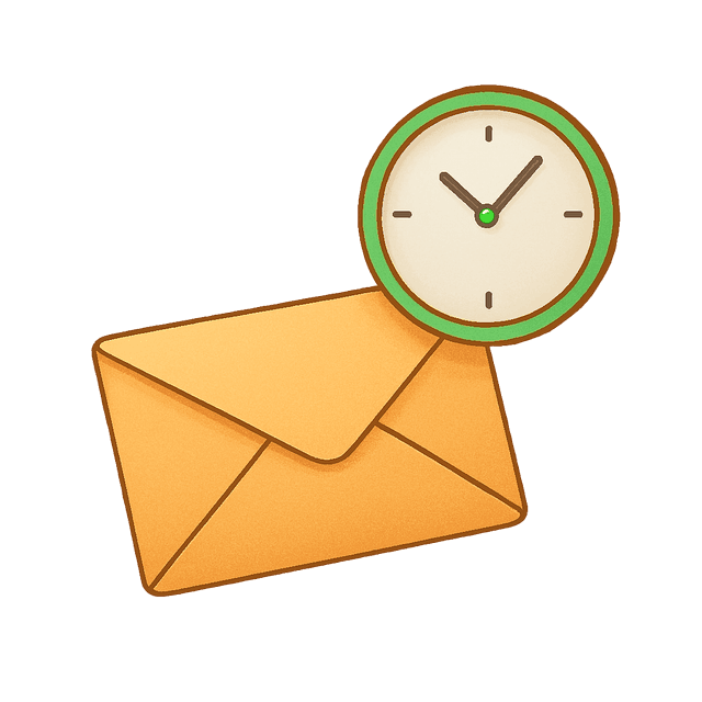 封筒と時計のイラスト